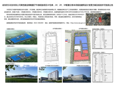 关于威海君乐轮胎高性能全钢载重子午线轮胎项目部分建筑设计变更及规划许可批前公告的说明